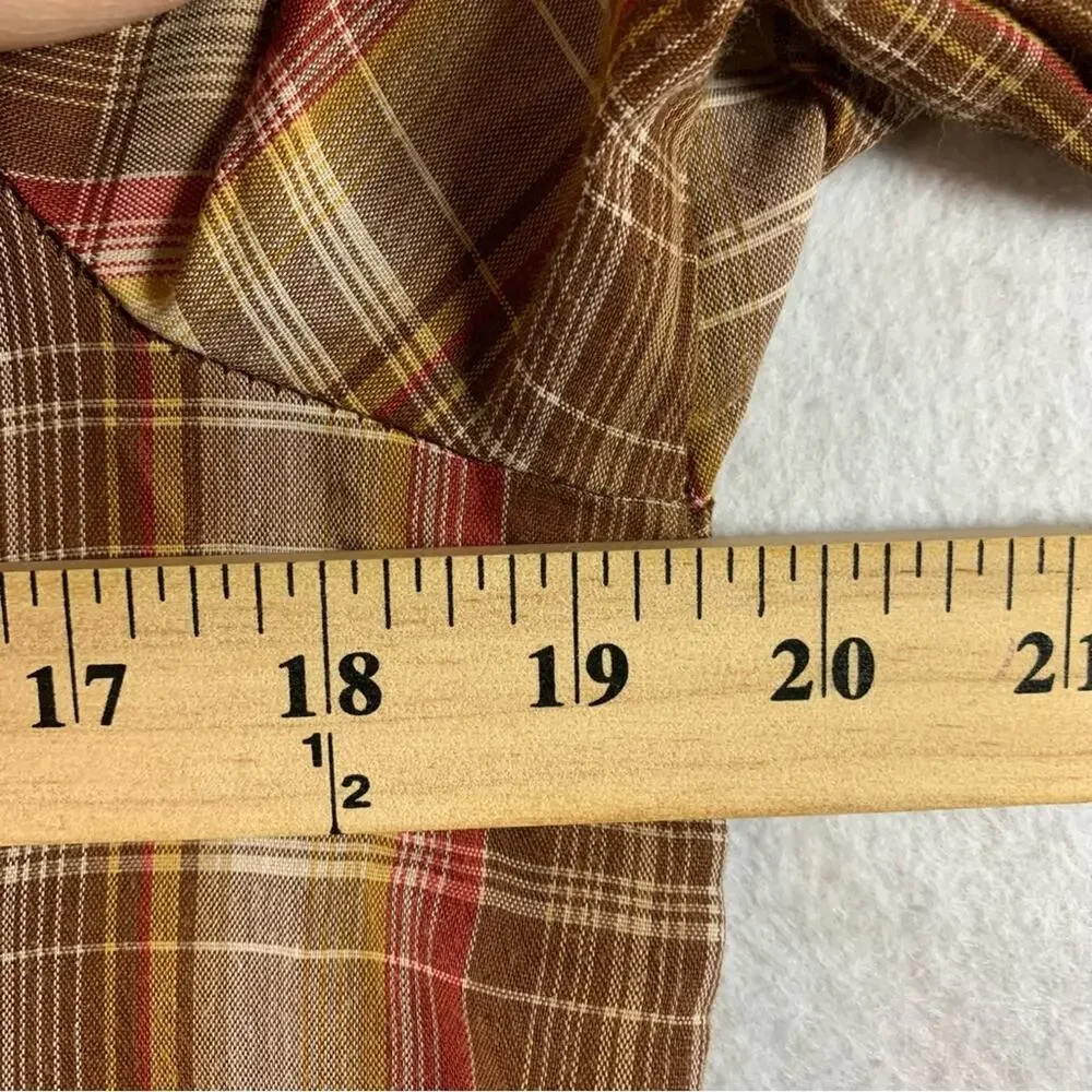 VTG Handmade Womens Plaid Button Up Shirt Corduroy Trim Farm‎ Cottagecore Rustic - Picture 5 of 7